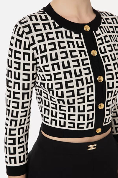 ELS-MK33Z31E2 BLACK&CREAM CARDIGAN