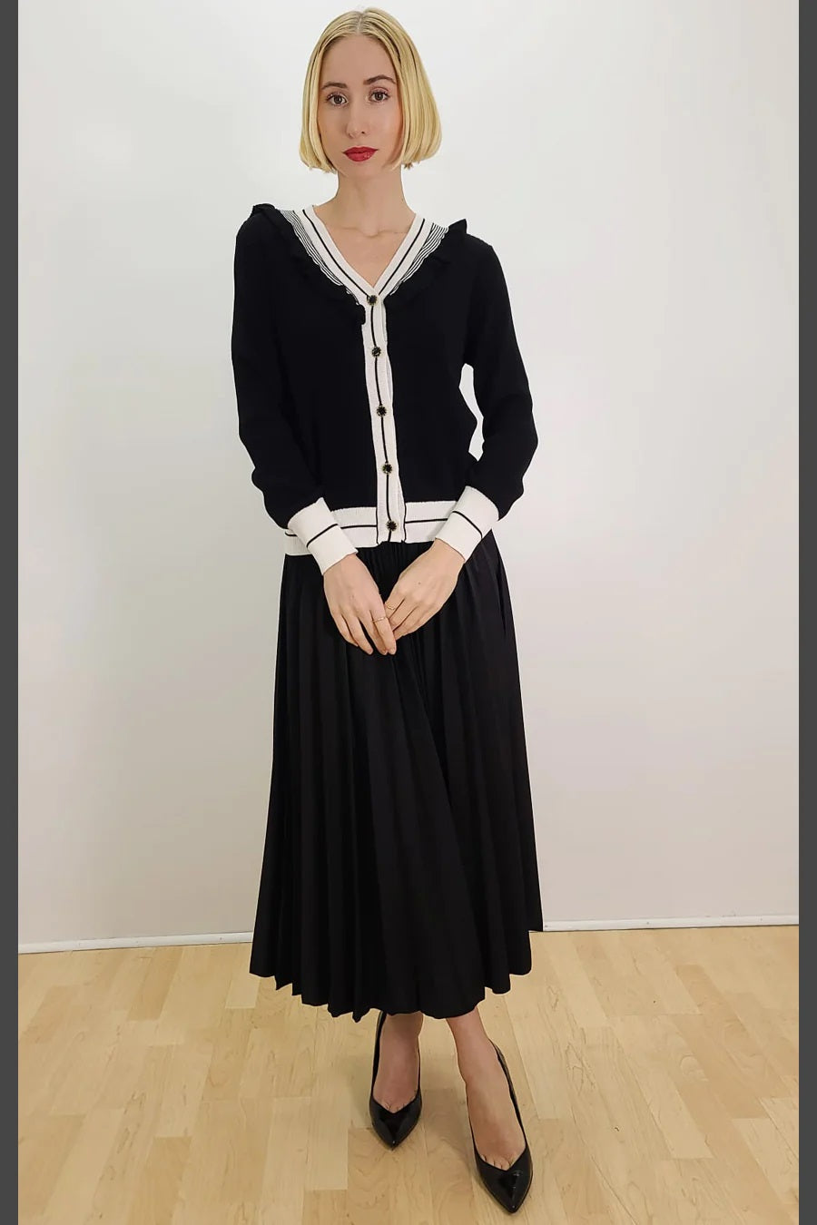 NCY-L62027 BLACK&WHITE CARDIGAN