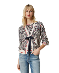 TW-231TP3332 WHTE&BLACK CARDIGAN