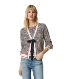 TW-231TP3332 WHTE&BLACK CARDIGAN