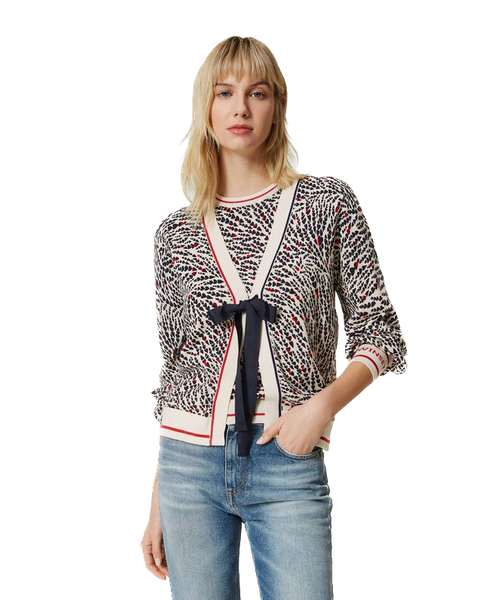 TW-231TP3332 WHTE&BLACK CARDIGAN