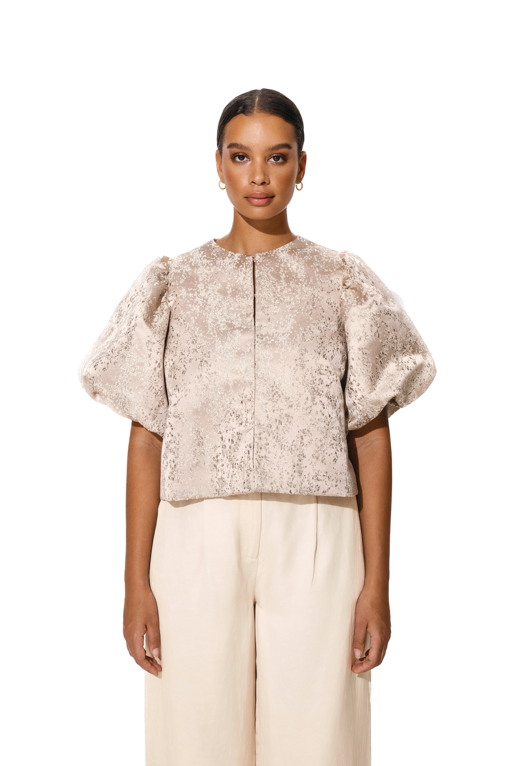 BYM-1200052 CLEO METALLIC BLOUSE