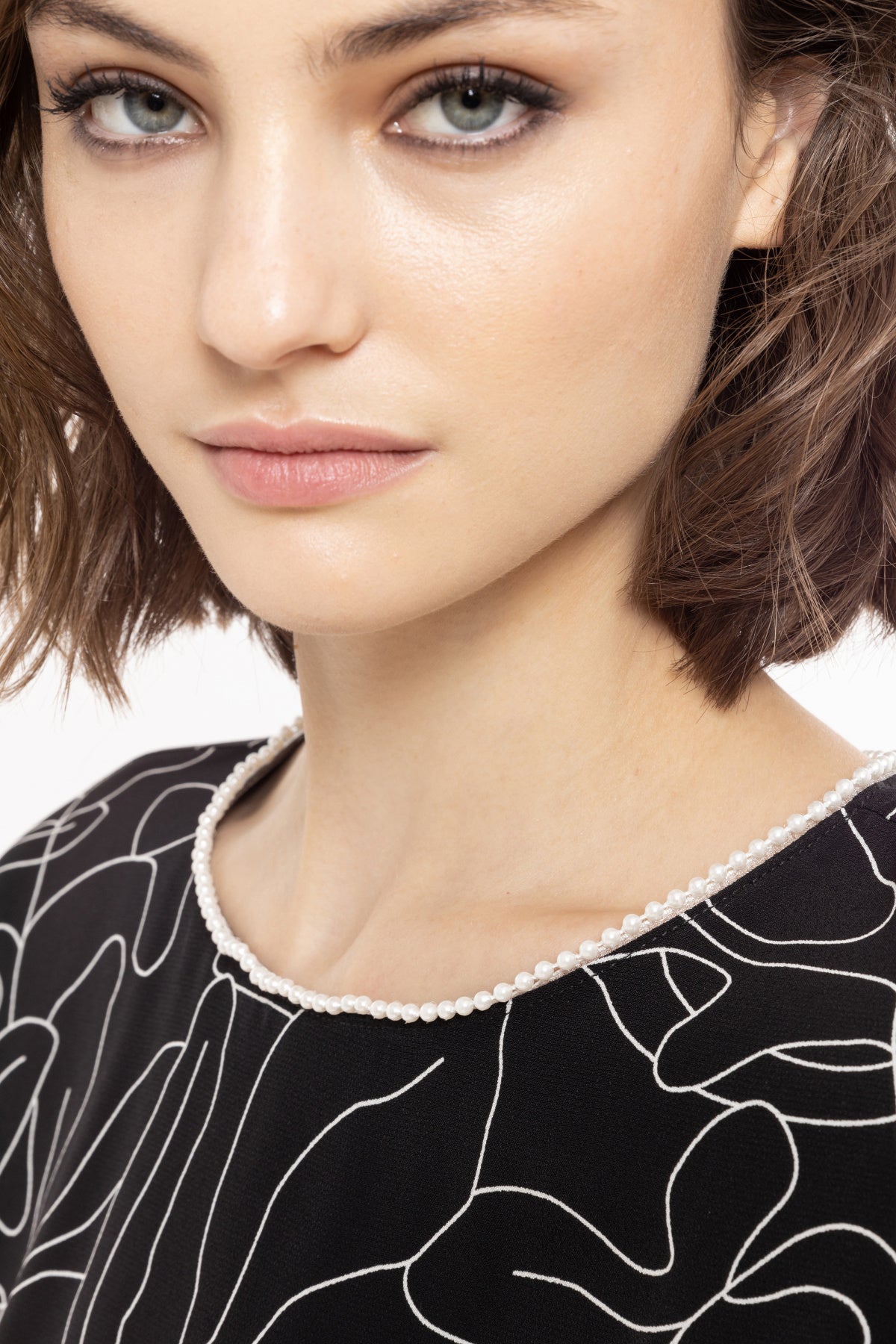 NIS-RZ14047 BLACK PRINT DRESS