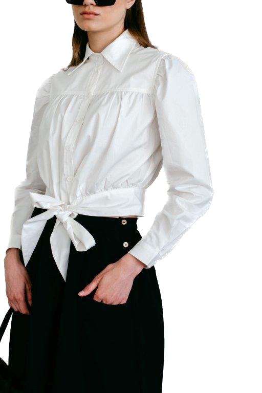 NOI-NR-0144 CREAM WIDE BOW BLOUSE