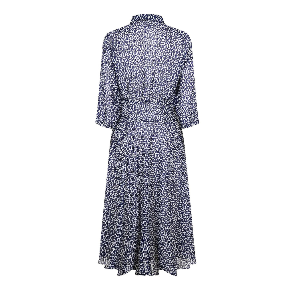 EBM-SCOPPIO NAVY&WHITE PRINT DRESS