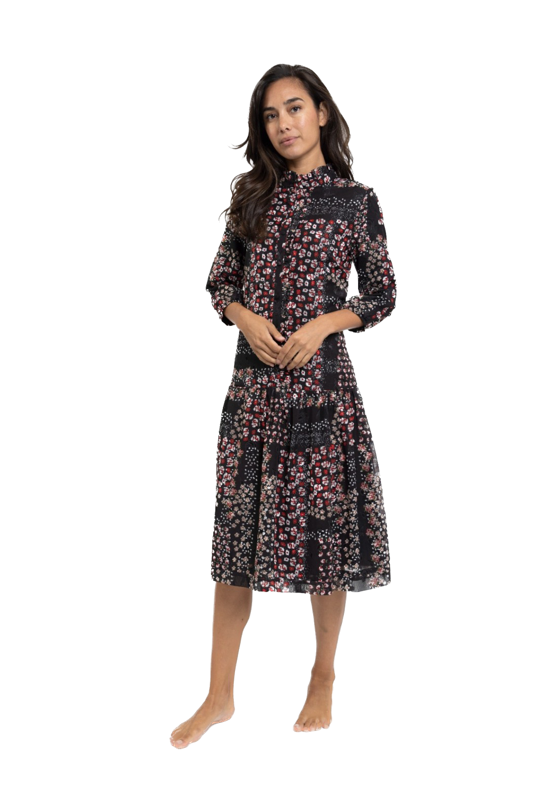 LTE- TN23226-B BLACK FLORAL DRESS