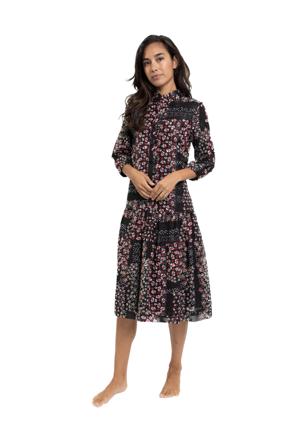 LTE- TN23226-B BLACK FLORAL DRESS