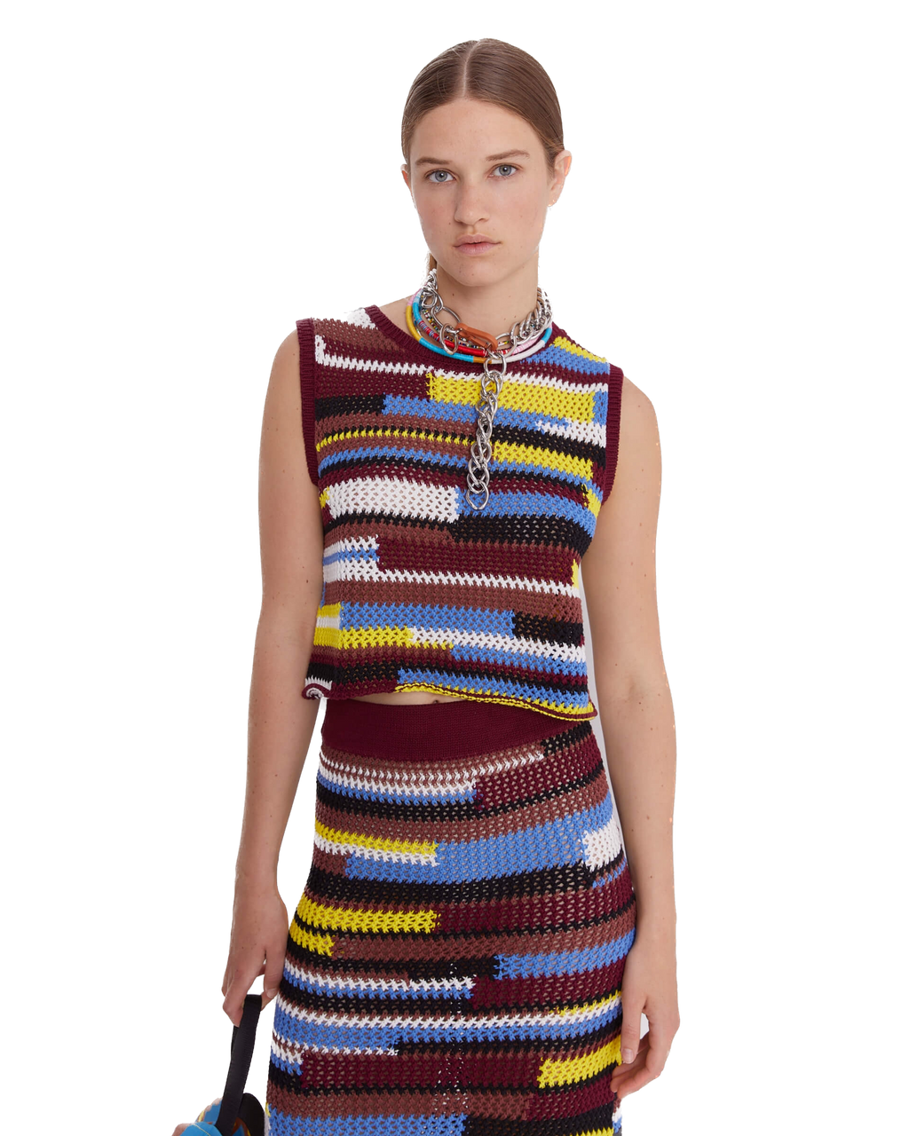 SFZ-23FE8353CROCHET BROWN KNIT VEST