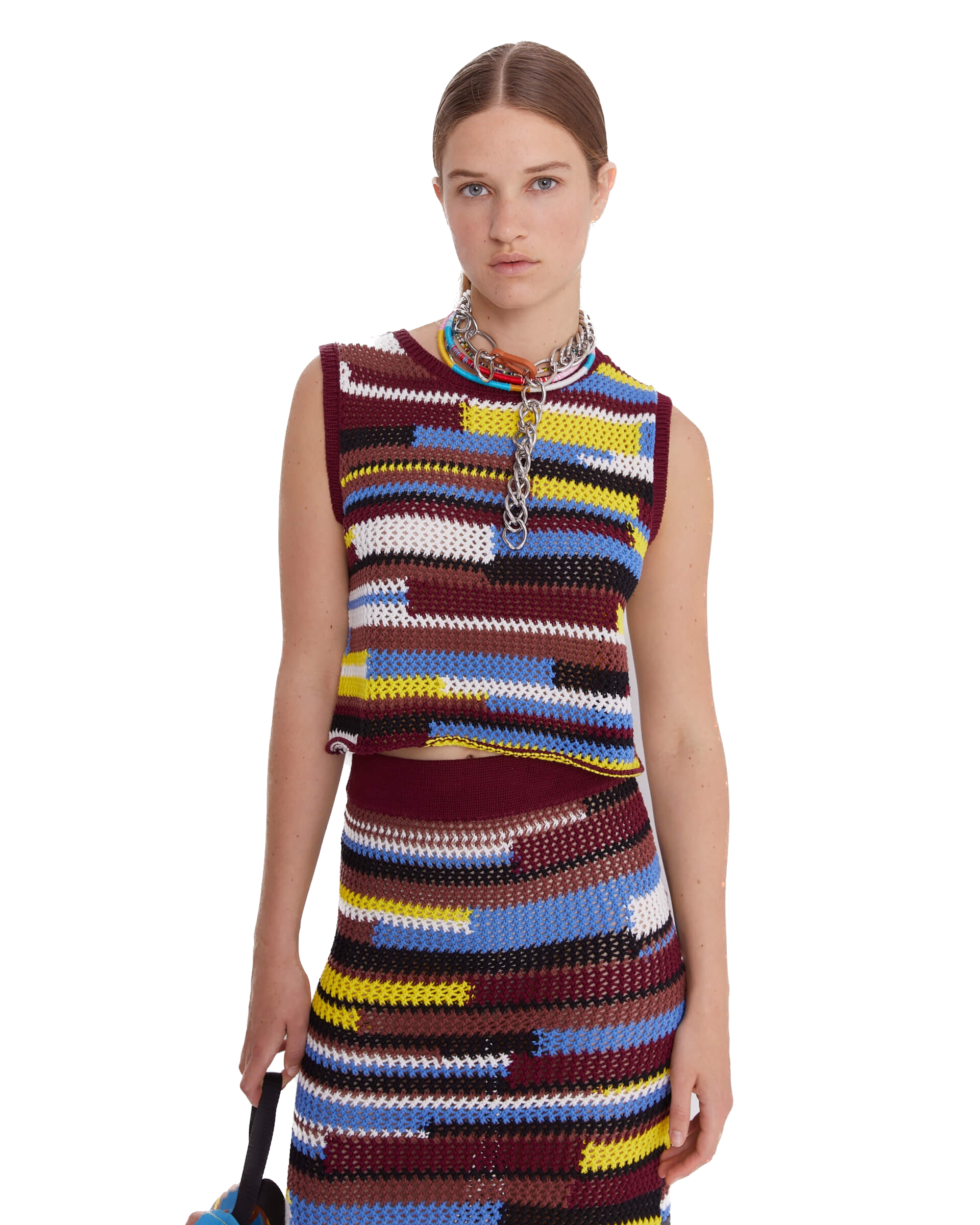 SFZ-23FE8353CROCHET BROWN KNIT VEST