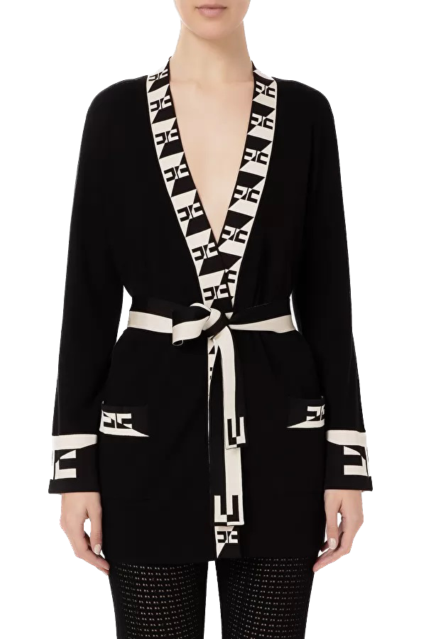 ELS-MK19S31E2 BLACK&CREAM CARDIGAN
