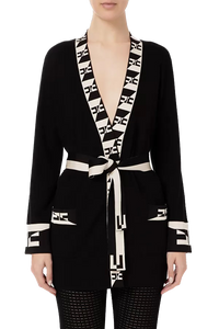 ELS-MK19S31E2 BLACK&CREAM CARDIGAN