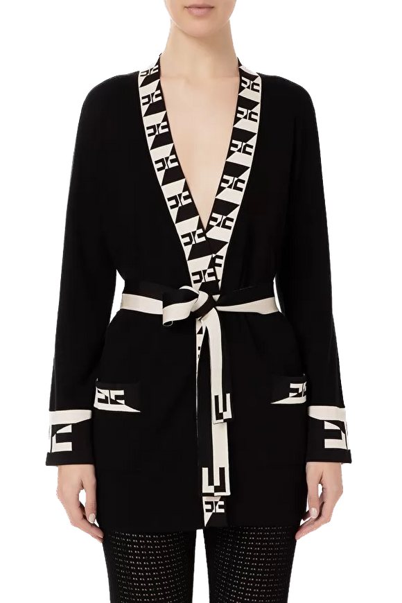 ELS-MK19S31E2 BLACK&CREAM CARDIGAN