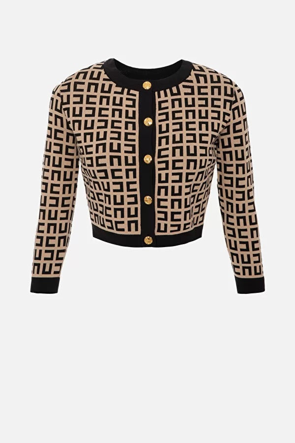 ELS-MK33Z31E2 BROWN&BLACKCARDIGAN