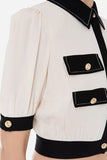 ELS-CA01431E2 CREAM&BLACK BLOUSE