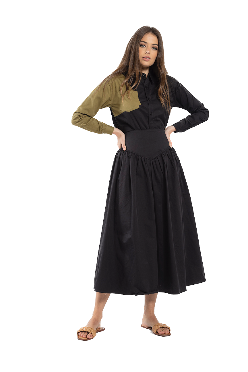 O&E-T826B BLACK V YOKE SKIRT