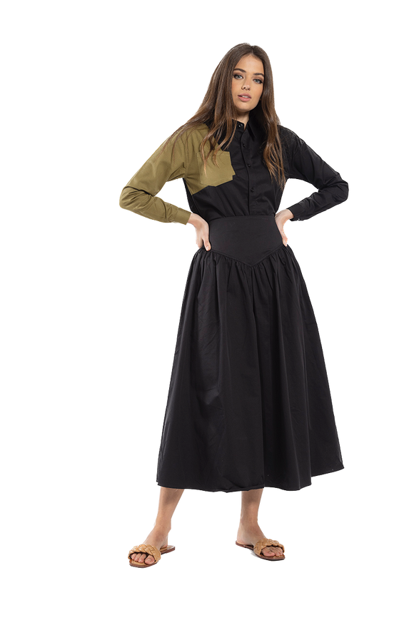 O&E-T826B BLACK V YOKE SKIRT