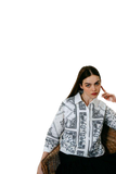 NOI-NR-0138 WHITE&NAVY PRINT BLOUSE