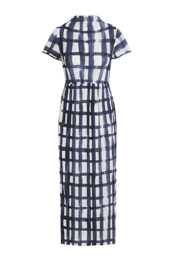 BKR-13344 BLUE&WHITE CHECKDRESS