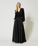 TWS-231TP2720 BLACK TAFFETA SKIRT