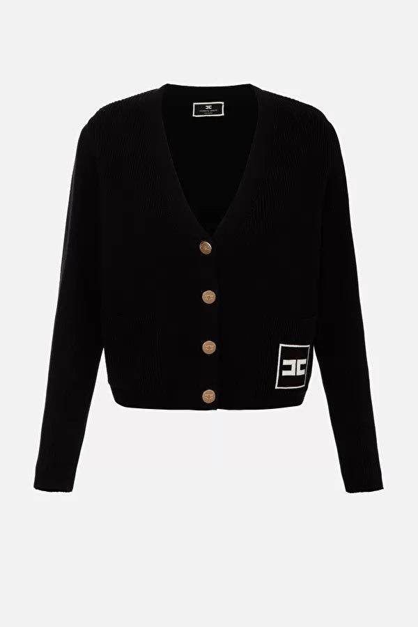 ELS-MK32Q31E2 BLACK CROP CARDIGAN