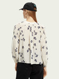 SAS-17105823PSLM WHITE&NAVY BLOUSE