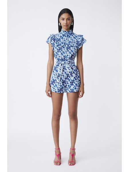 SUN-S23C07224 LERIA BLUE PRINT BLOUSE