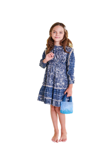 MZK-1347 NAVY&WHITE RUFFLE DRESS