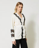 TW-231TP3232 WHT&BLK LACE CARDIGAN