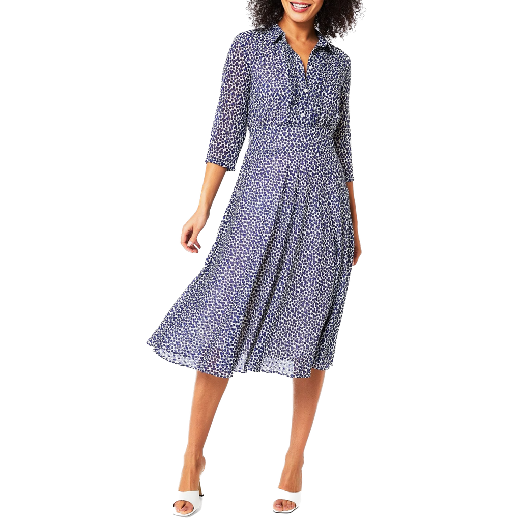 EBM-SCOPPIO NAVY&WHITE PRINT DRESS