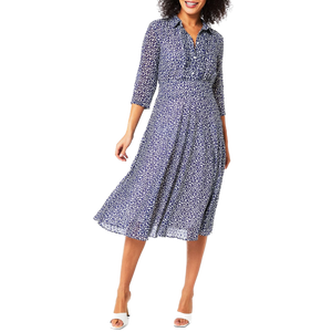 EBM-SCOPPIO NAVY&WHITE PRINT DRESS
