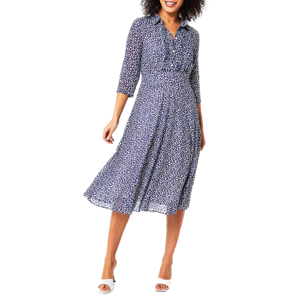 EBM-SCOPPIO NAVY&WHITE PRINT DRESS