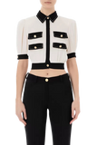 ELS-CA01431E2 CREAM&BLACK BLOUSE