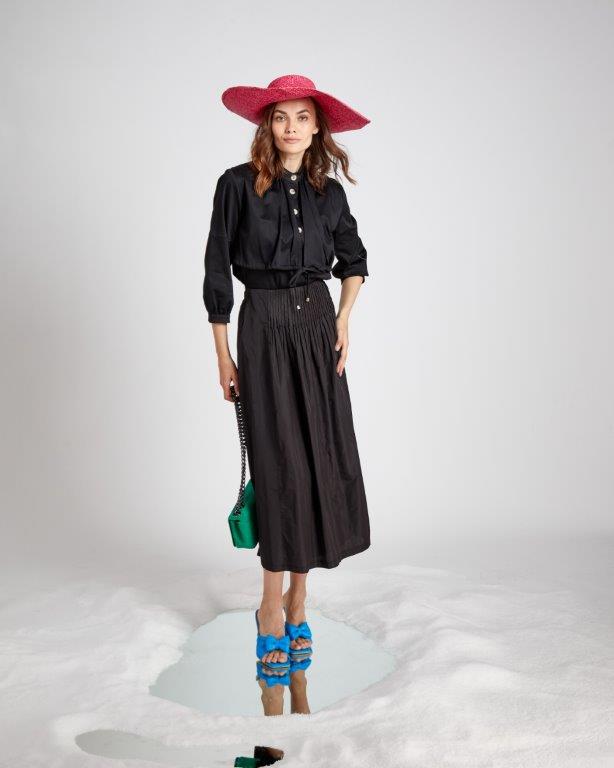 NOI-7303 BLACK COTTON SHRUG BLOUSE