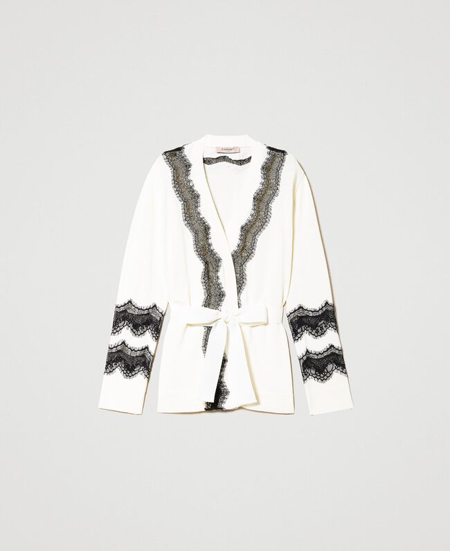 TW-231TP3232 WHT&BLK LACE CARDIGAN