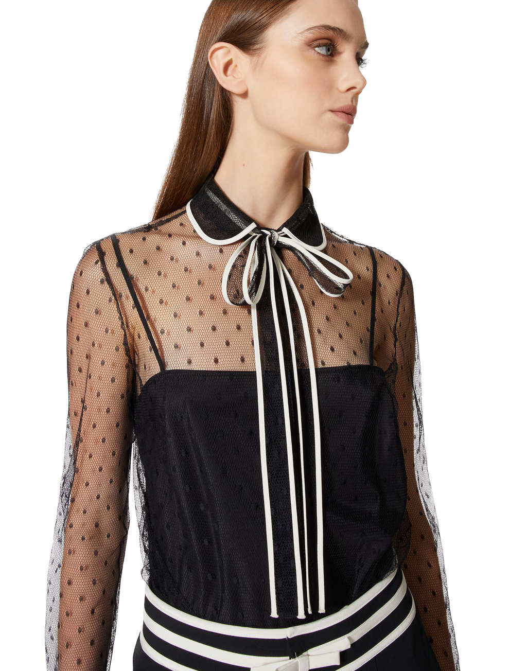 RDV-2R3ABK956PY BLACK&BEIGE BLOUSE