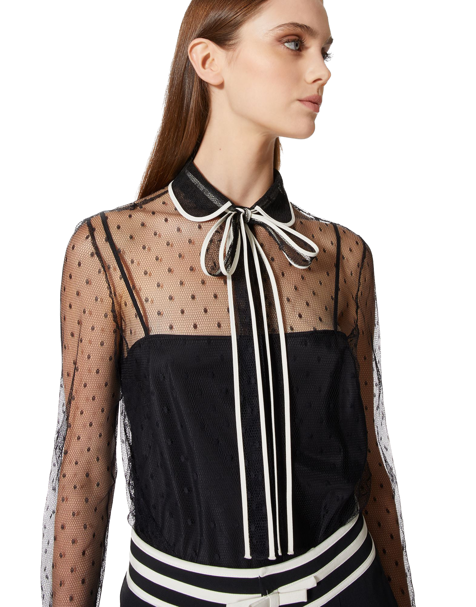 RDV-2R3ABK956PY BLACK&BEIGE BLOUSE