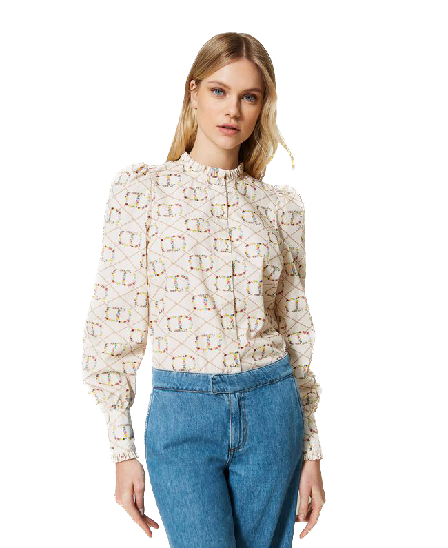 TWS-231TP2641 WHITE FLORAL SHIRT