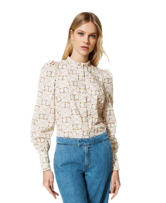TWS-231TP2641 WHITE FLORAL SHIRT