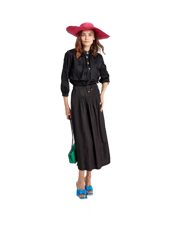 NOI-7303 BLACK COTTON SHRUG BLOUSE