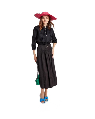 NOI-7303 BLACK COTTON SHRUG BLOUSE