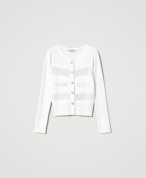 TW-231TP3052 WHITE LOGO CARDIGAN