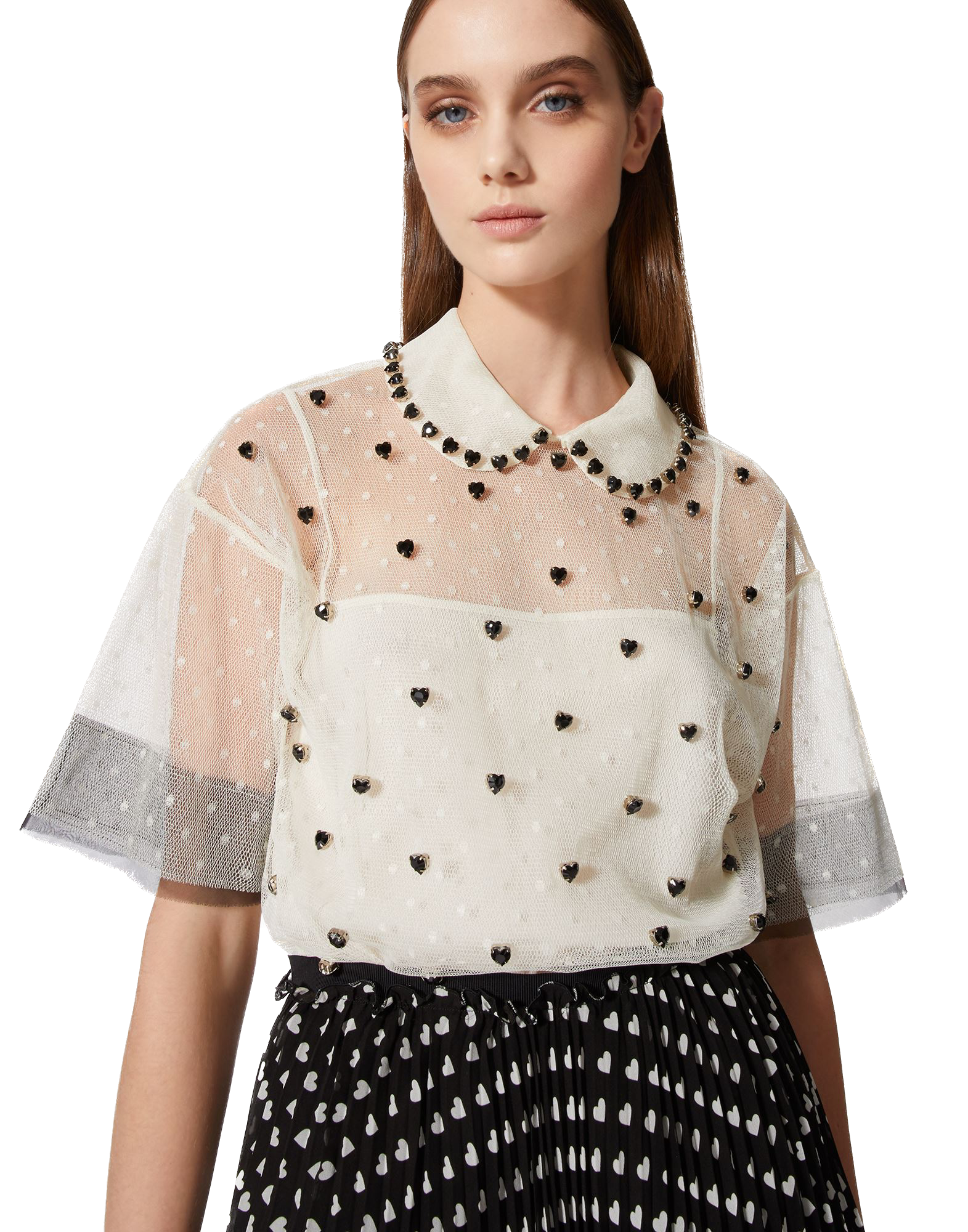 RDV-2R3AA03Q6S4 BLACK&IVORY BLOUSE
