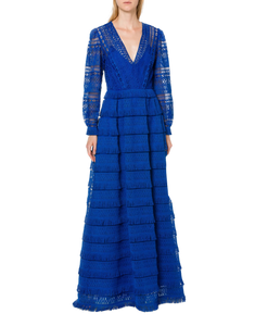 ABF-0453 BLUE MACRAME GOWN