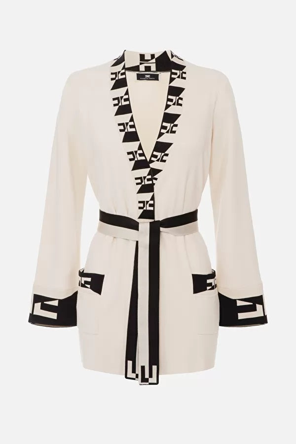 ELS-MK19S31E2 CREAM&BLACK CARDIGAN
