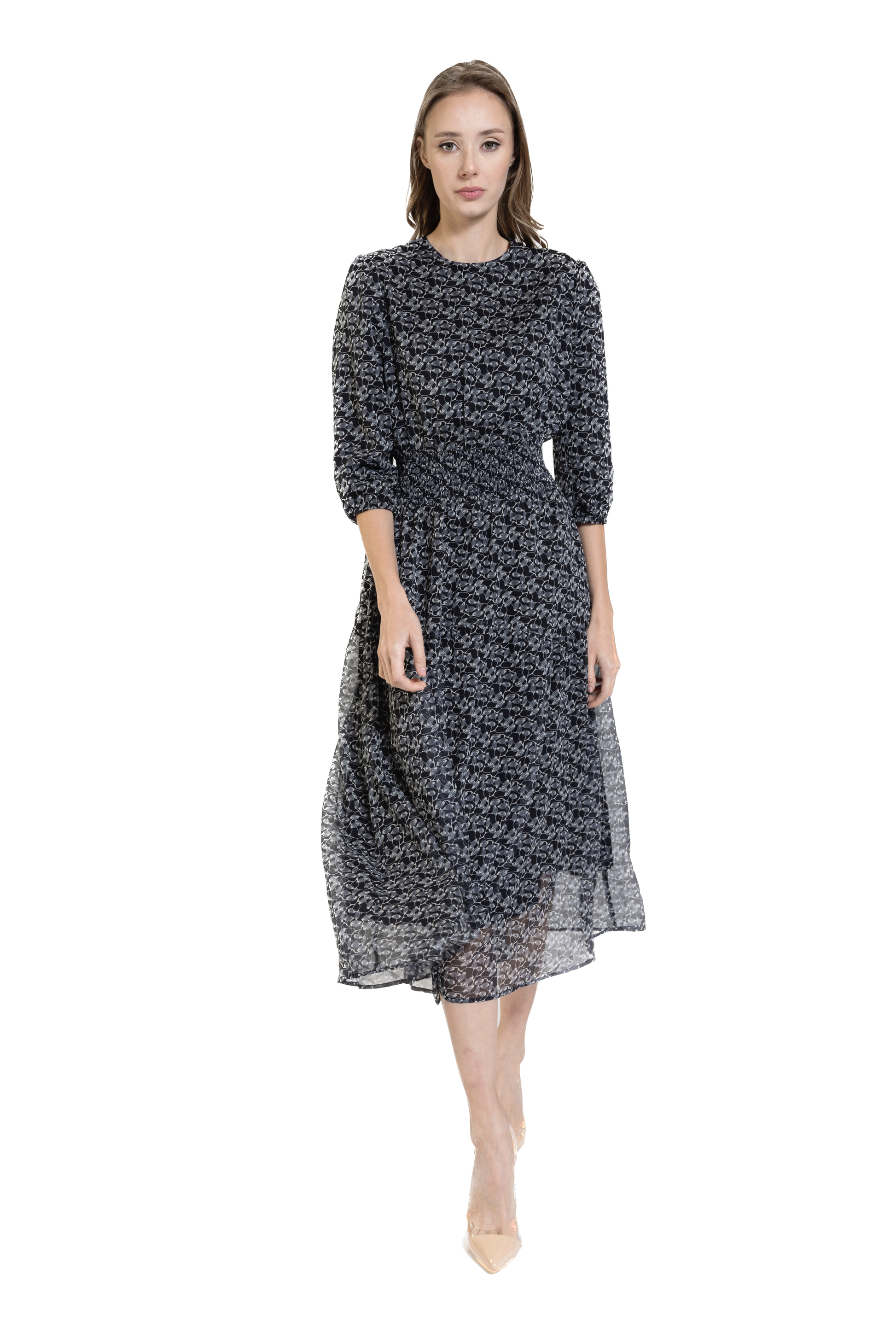 LUE-WS23415-C BLACK PRINT DRESS