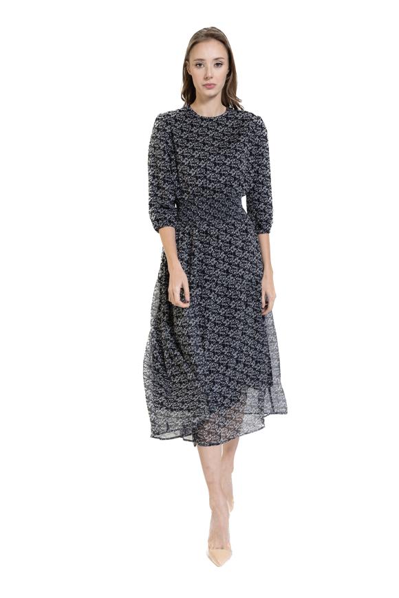 LUE-WS23415-C BLACK PRINT DRESS