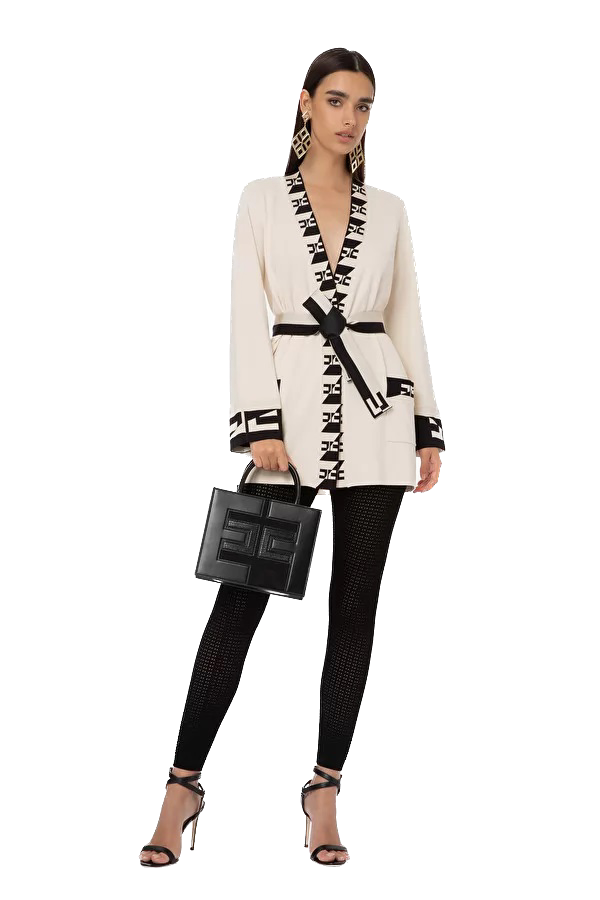 ELS-MK19S31E2 CREAM&BLACK CARDIGAN