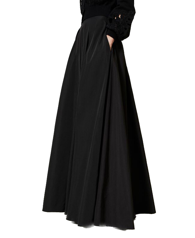 TWS-231TP2720 BLACK TAFFETA SKIRT