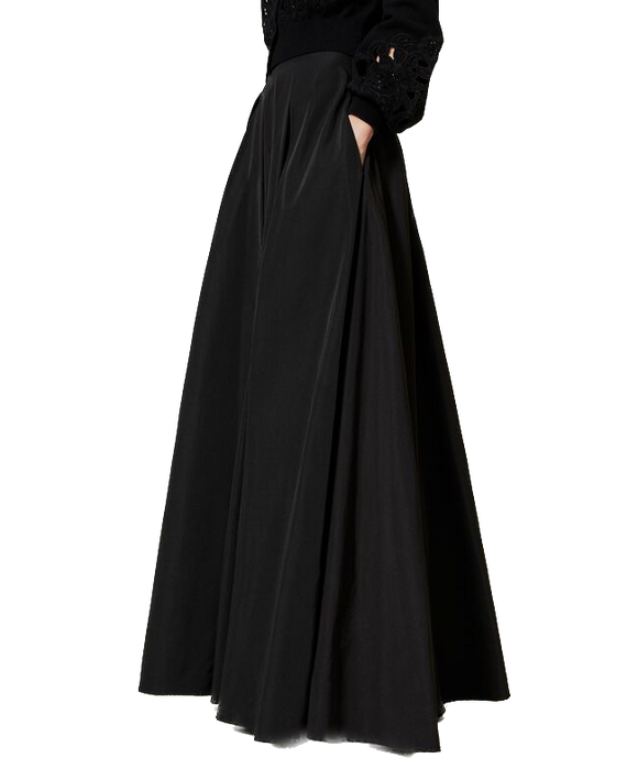 TWS-231TP2720 BLACK TAFFETA SKIRT
