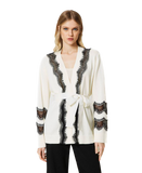 TW-231TP3232 WHT&BLK LACE CARDIGAN